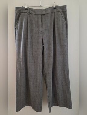 American Eagle Outfitters Wide-Leg Glen Plaid Pants - Gray